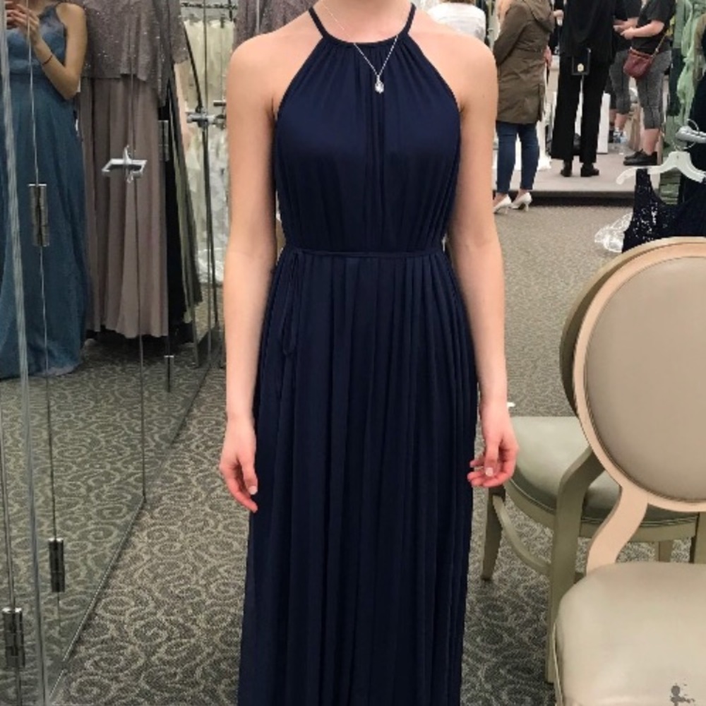 Davids bridal soft mesh halter *navy blue*